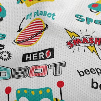 Outer Space UFO Robot Athletic Mesh Flat Back