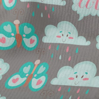 Cartoon Butterflies And Clouds Terry