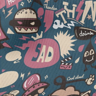 Retro Cartoon Pattern Terry