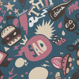 Retro Cartoon Pattern Twill