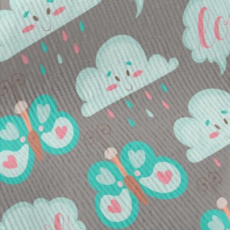Cartoon Butterflies And Clouds Standard Corduroy