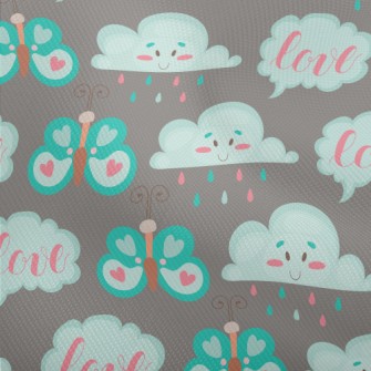 Cartoon Butterflies And Clouds Dobby