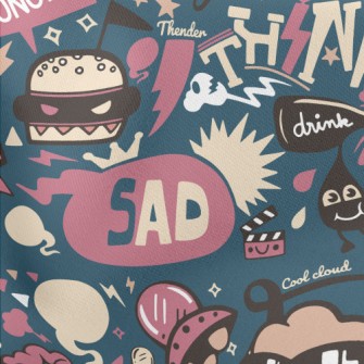Retro Cartoon Pattern Stretch Ponte
