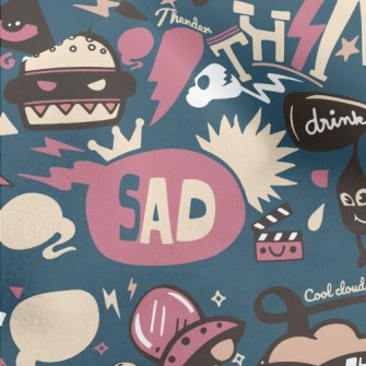 Retro Cartoon Pattern Micro Fleece