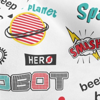Outer Space UFO Robot Micro Fleece