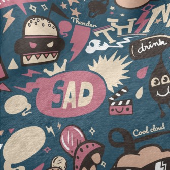 Retro Cartoon Pattern Minky