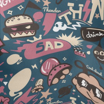 Retro Cartoon Pattern Lightweight Performance Linen