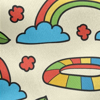 Cartoon Color Rainbow Jersey Backed Fleece