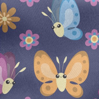 Big-eyed Playful Butterfly Jersey Backed Fleece