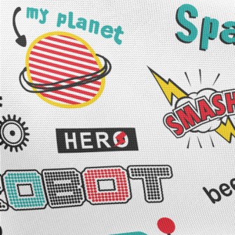 Outer Space UFO Robot Pongee