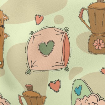Coffee Pot, Comb, Slippers Lightweight Cotton Poplin