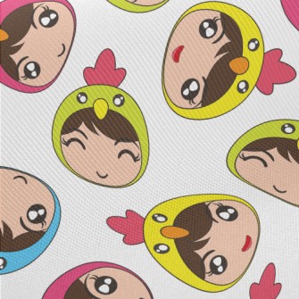 Big-eyed Girl Dressed As Chick Midweight Cotton Poplin
