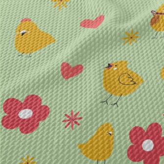 Chicks And Flowers Birdseye Piqué