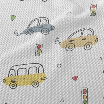 Cartoon Car Traffic Lights Birdseye Piqué