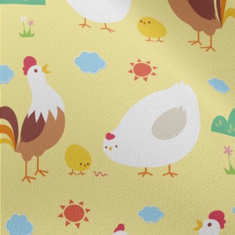Rooster, Hen And Chicks Family Chiffon