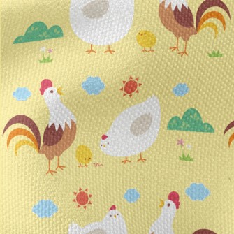 Rooster, Hen And Chicks Family Waterproof Canvas