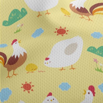 Rooster, Hen And Chicks Family Athletic Mesh Flat Back