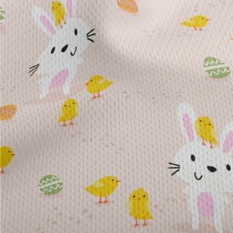 Cartoon Bunny And Chicken Athletic Mesh Flat Back