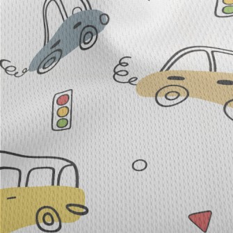 Cartoon Car Traffic Lights Athletic Mesh Flat Back