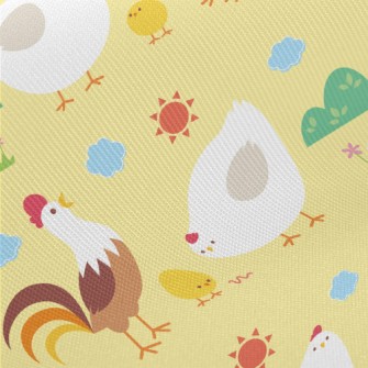 Rooster, Hen And Chicks Family Twill