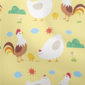 Rooster, Hen And Chicks Family Dobby