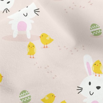 Cartoon Bunny And Chicken Micro Fleece