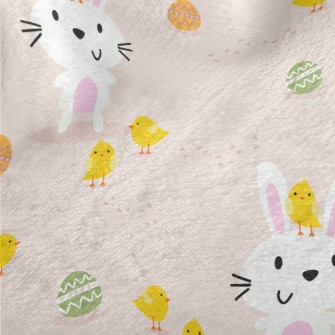 Cartoon Bunny And Chicken Minky