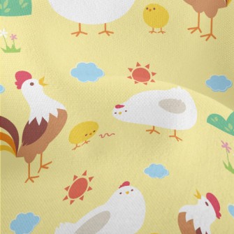 Rooster, Hen And Chicks Family Lightweight Performance Linen