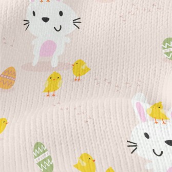 Cartoon Bunny And Chicken Stretch Jersey