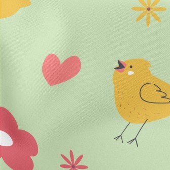 Chicks And Flowers Lightweight Cotton Poplin