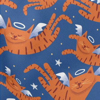 Smiling Angel Cat Lightweight Cotton Poplin