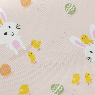 Cartoon Bunny And Chicken Midweight Cotton Poplin