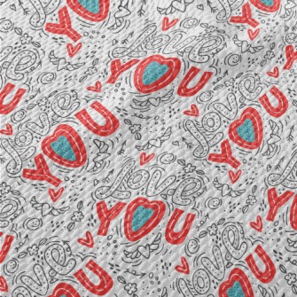 Cartoon Love You Text Birdseye Piqué