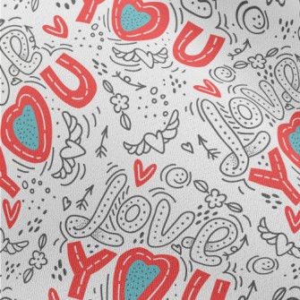 Cartoon Love You Text Chiffon