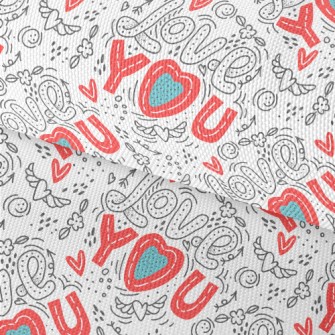 Cartoon Love You Text Waterproof Oxford