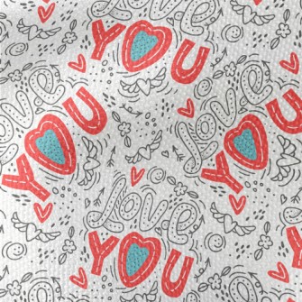 Cartoon Love You Text Waterproof Canvas