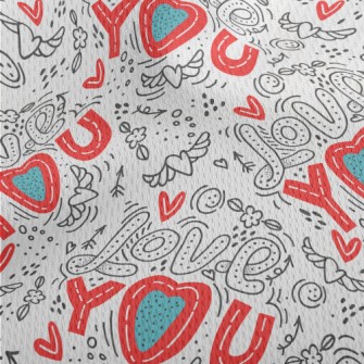 Cartoon Love You Text Athletic Mesh Flat Back