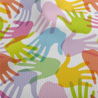 Artistic Colorful Hand Prints Athletic Mesh Flat Back
