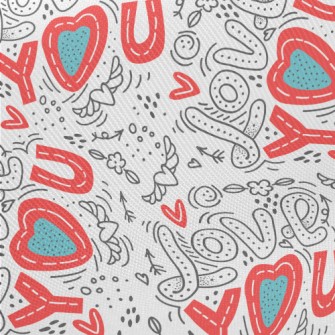 Cartoon Love You Text Twill