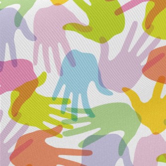 Artistic Colorful Hand Prints Twill