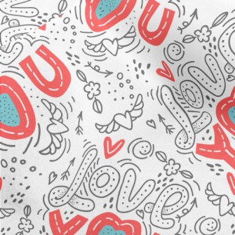 Cartoon Love You Text Micro Fleece