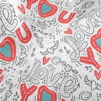 Cartoon Love You Text Minky