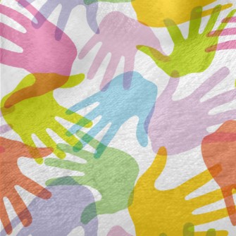 Artistic Colorful Hand Prints Minky
