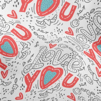 Cartoon Love You Text Lightweight Performance Linen