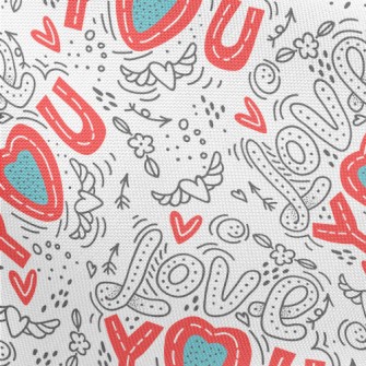 Cartoon Love You Text Pongee