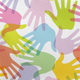 Artistic Colorful Hand Prints Pongee