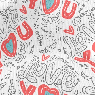 Cartoon Love You Text Stretch Jersey