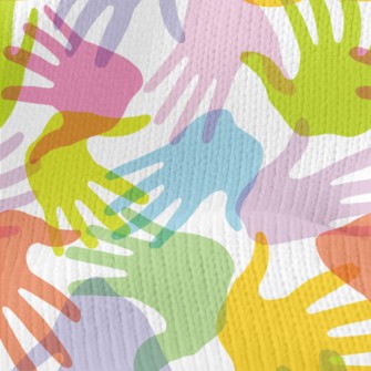 Artistic Colorful Hand Prints Stretch Jersey