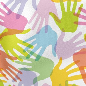 Artistic Colorful Hand Prints Lightweight Cotton Poplin