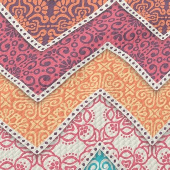 Colorful Flower Zigzag Pattern Birdseye Piqué